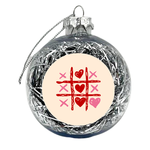 Cute Heart Tic Tac Toe Love Game - xmas bauble by EZbie