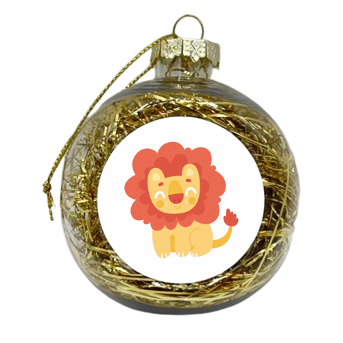Cute Little Lion - xmas bauble by Claire Stamper