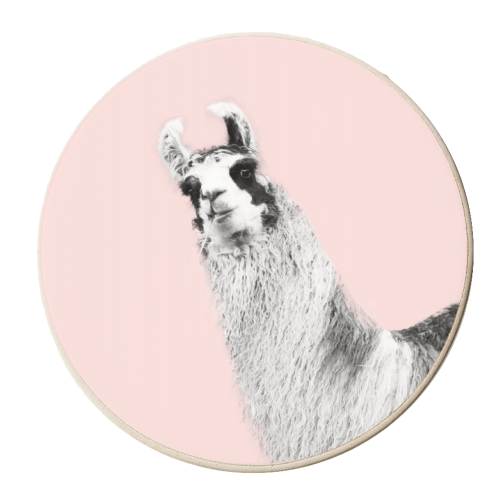 Cute Llama Blush Black & White #1 #wall #art - personalised beer coaster by Anita Bella Jantz