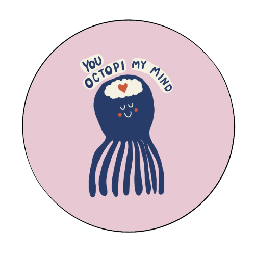 Cute Octopus Love - Circle Sticker by Giddy Kipper