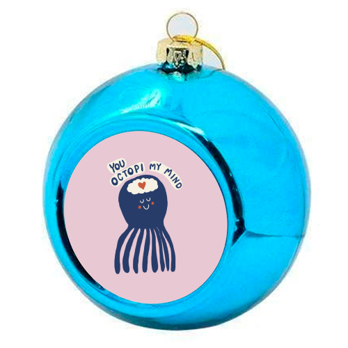 Cute Octopus Love - colourful christmas bauble by Giddy Kipper