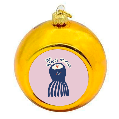 Cute Octopus Love - colourful christmas bauble by Giddy Kipper