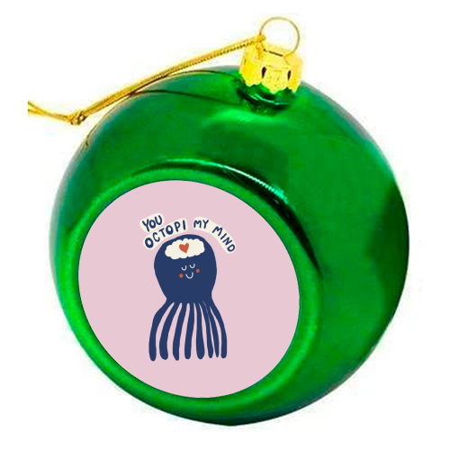 Cute Octopus Love - colourful christmas bauble by Giddy Kipper