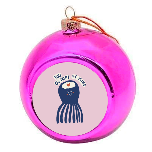 Cute Octopus Love - colourful christmas bauble by Giddy Kipper