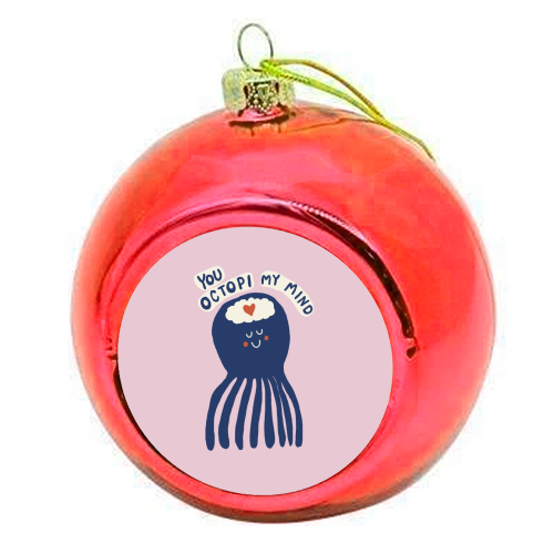 Cute Octopus Love - colourful christmas bauble by Giddy Kipper