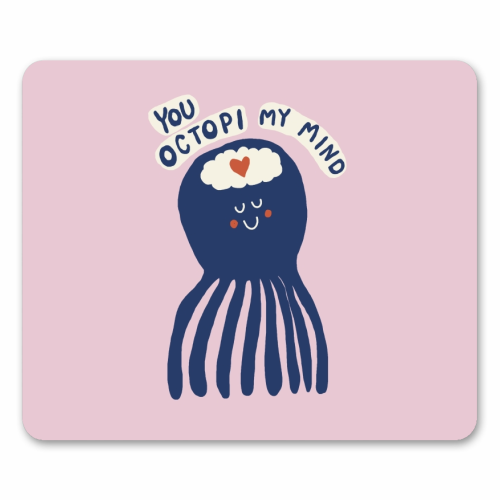 Cute Octopus Love - mouse mat by Giddy Kipper
