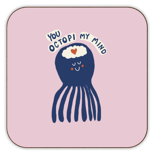 Cute Octopus Love - personalised beer coaster by Giddy Kipper
