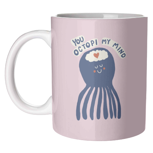 Cute Octopus Love - unique mug by Giddy Kipper