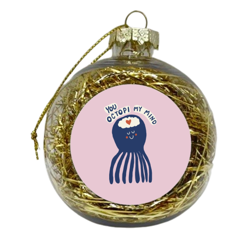 Cute Octopus Love - xmas bauble by Giddy Kipper