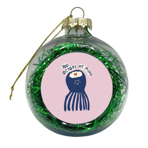 Cute Octopus Love - xmas bauble by Giddy Kipper