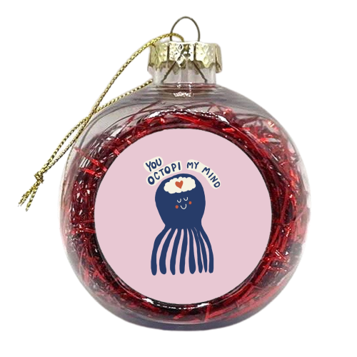 Cute Octopus Love - xmas bauble by Giddy Kipper