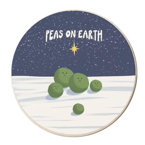 Cute Peas on Earth Christmas Gift - personalised beer coaster by Giddy Kipper
