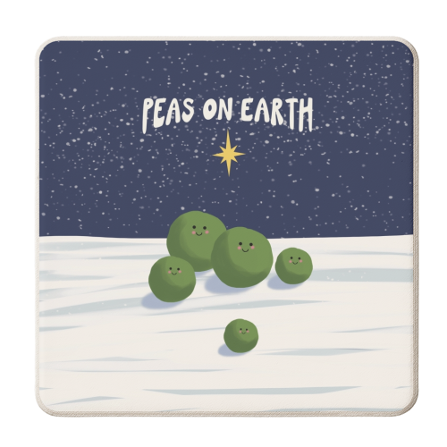 Cute Peas on Earth Christmas Gift - personalised beer coaster by Giddy Kipper
