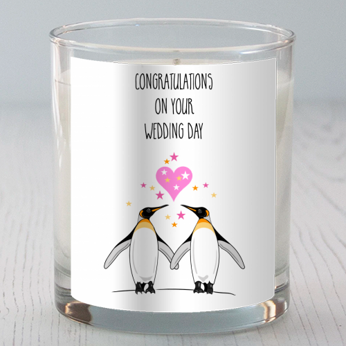 Cute Penguin Wedding Design - scented candle by Adam Regester