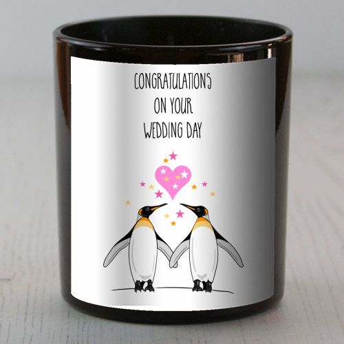 Cute Penguin Wedding Design - scented candle by Adam Regester