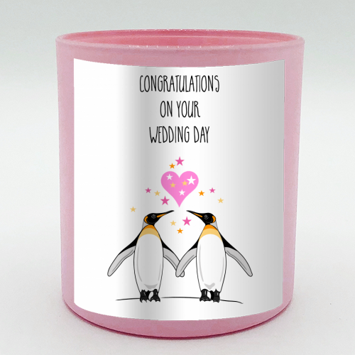 Cute Penguin Wedding Design - scented candle by Adam Regester