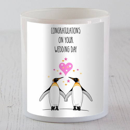 Cute Penguin Wedding Design - scented candle by Adam Regester