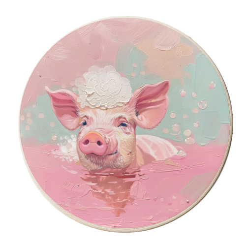 Cute Pig Taking Bath - personalised beer coaster by DejaReve