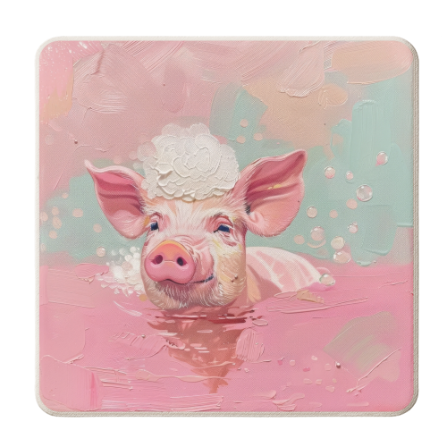 Cute Pig Taking Bath - personalised beer coaster by DejaReve