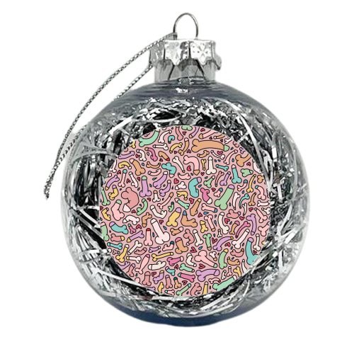 Cute pink penis pastel - xmas bauble by andrea zuza