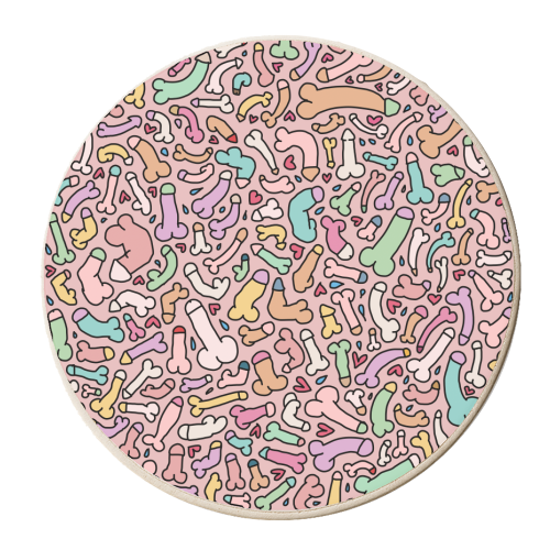 Cute pink penis pastel - personalised beer coaster by andrea zuza