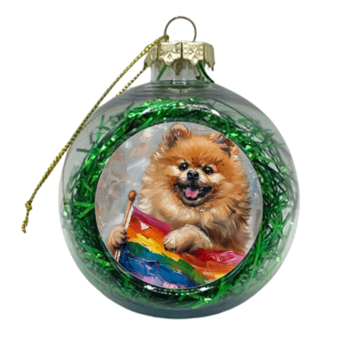 Cute Puppy Celebrating - xmas bauble by DejaReve