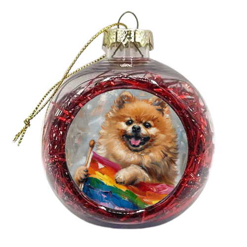 Cute Puppy Celebrating - xmas bauble by DejaReve