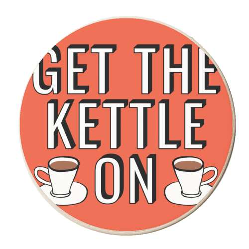 Cute Retro Kettle Quote Giftware Illustration - personalised beer coaster by AbiGoLucky