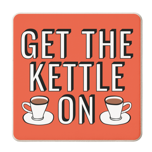 Cute Retro Kettle Quote Giftware Illustration - personalised beer coaster by AbiGoLucky