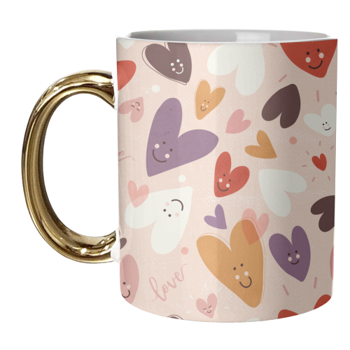 Cute Smiling Hearts Pattern - unique mug by Ania Wieclaw
