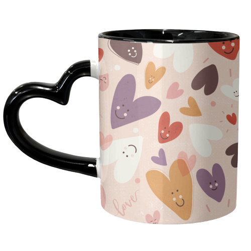 Cute Smiling Hearts Pattern - unique mug by Ania Wieclaw