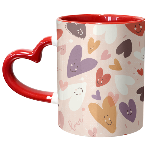 Cute Smiling Hearts Pattern - unique mug by Ania Wieclaw