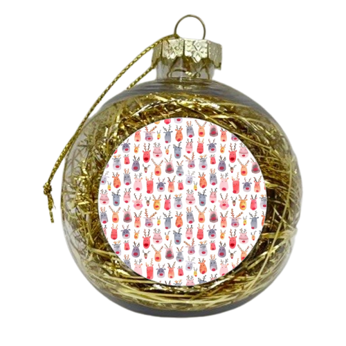 Cute Watercolor Christmas Rudolph Reindeers - xmas bauble by Ninola Design