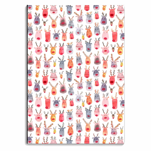Cute Watercolor Christmas Rudolph Reindeers - personalised A4, A5, A6 notebook by Ninola Design