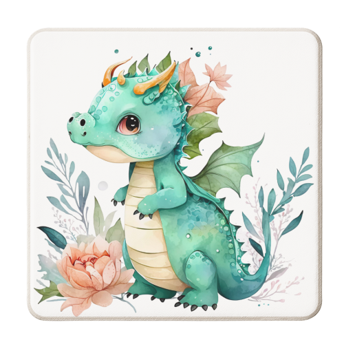 cute watercolor dino - personalised beer coaster by haris kavalla