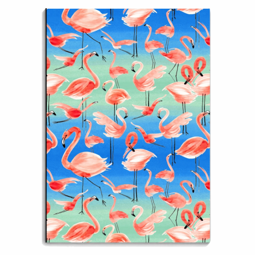 Cute Watercolor Pink Coral Flamingos - personalised A4, A5, A6 notebook by Ninola Design