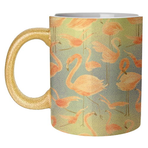Cute Watercolor Pink Coral Flamingos - unique mug by Ninola Design