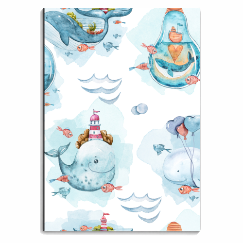 cute watercolor sea creatures and mystery - personalised A4, A5, A6 notebook by Anastasios Konstantinidis