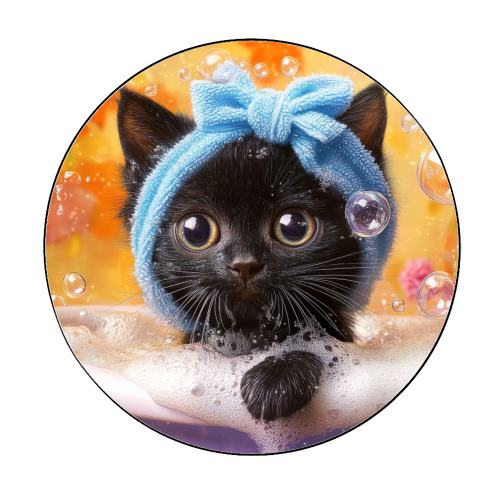 Cutie in the bathtub - Circle Sticker by DejaReve