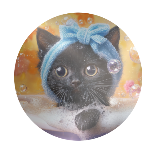 Cutie in the bathtub - Circle Sticker by DejaReve