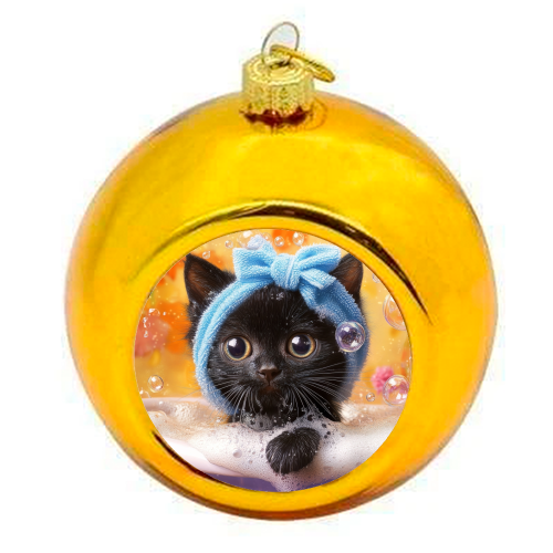 Cutie in the bathtub - colourful christmas bauble by DejaReve