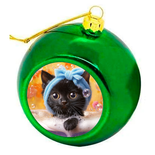 Cutie in the bathtub - colourful christmas bauble by DejaReve
