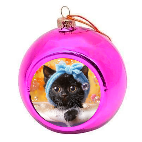 Cutie in the bathtub - colourful christmas bauble by DejaReve