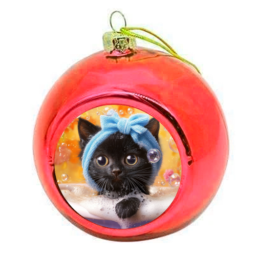 Cutie in the bathtub - colourful christmas bauble by DejaReve