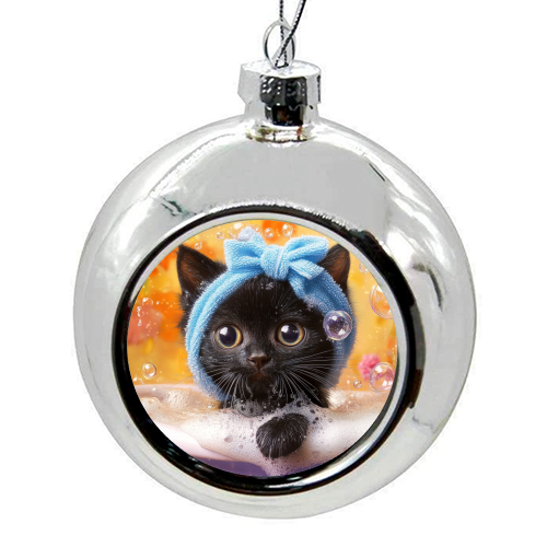 Cutie in the bathtub - colourful christmas bauble by DejaReve