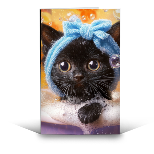 Cutie in the bathtub - funny greeting card by DejaReve