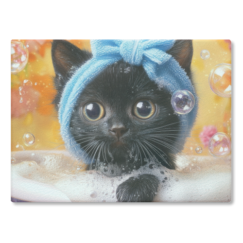 Cutie in the bathtub - glass chopping board by DejaReve
