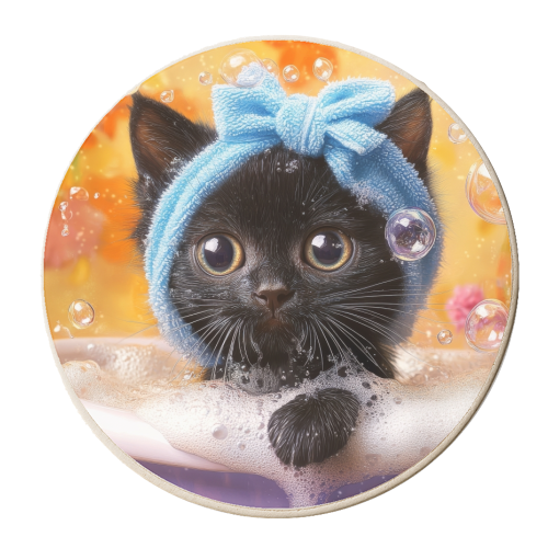 Cutie in the bathtub - personalised beer coaster by DejaReve