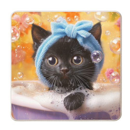 Cutie in the bathtub - personalised beer coaster by DejaReve