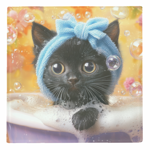 Cutie in the bathtub - personalised beer coaster by DejaReve